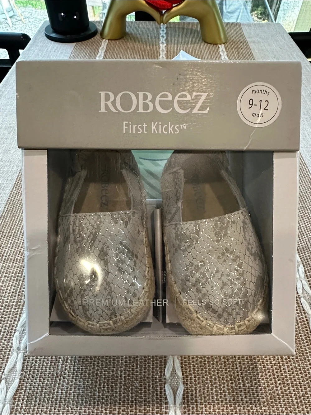 Robeez First Kicks Baby Moccasins in Sparkling Silver
